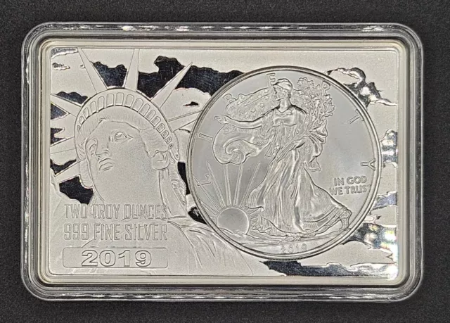 American Silver Eagle 2019 1 oz en 2 oz barra de plata 0,999 con estuche | 3 oz asw | ¡raro!