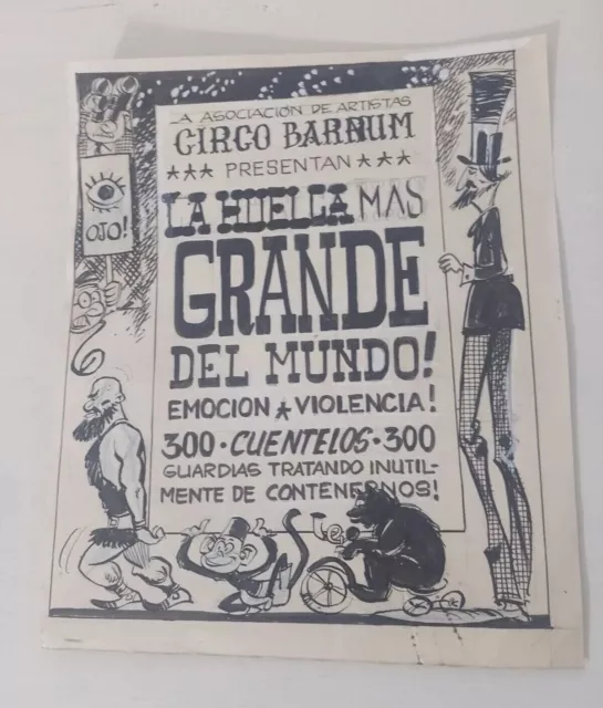 HEREDIA Original Art SKETCH BARNUM CIRCUS Advertising Argentina 1964