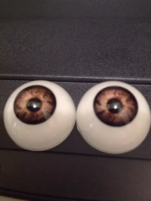 ONE PAIR 22MM Pabol Dark Grey Acrylic Half ROund Reborn DOll Eyes FAST SHIPPING