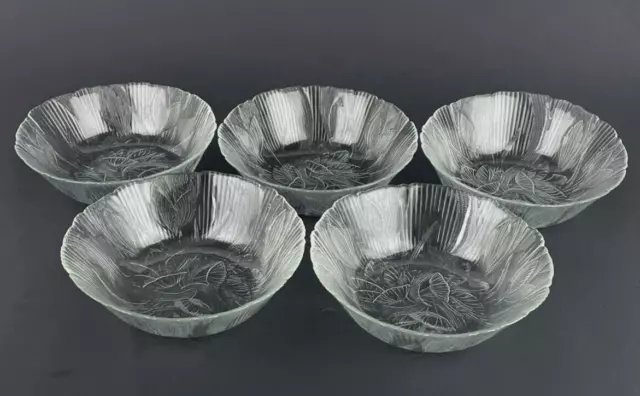 Set of 5 Arcoroc USA Canterbury Crocus Clear Glass 6-1/4" Cereal Salad Bowls