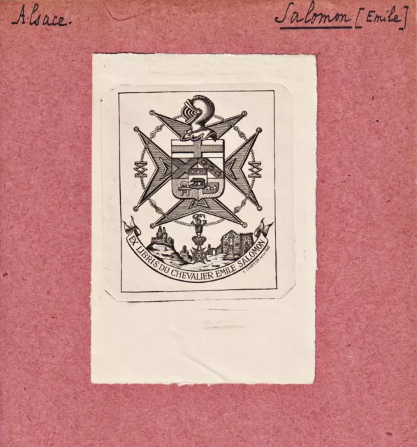 Chevalier Emile Salomon Alsacia Ex-Libris Blason Escudo Armorial Bookplate