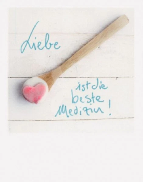 PolaCARD Liebe Medizin Postkarte Grußkarte Kochlöffel Postcrossing Herz Foto