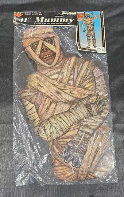 vintage 90s BEISTLE HALLOWEEN DECORATION 41" MUMMY Jointed New Old Stock monster