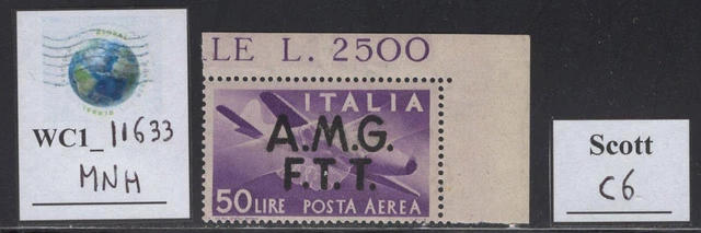 WC1_11633. TRIESTE FTT. 50 Lire of 1947 DEMOCRATICA air mail set. Scott C6. MNH