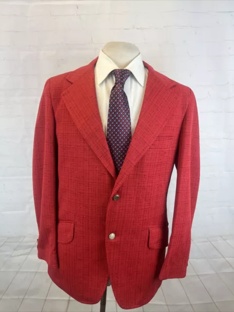 SPRING/SUMMER Custom Made Men's Bright Red Textured Plaid Blazer 40R $595