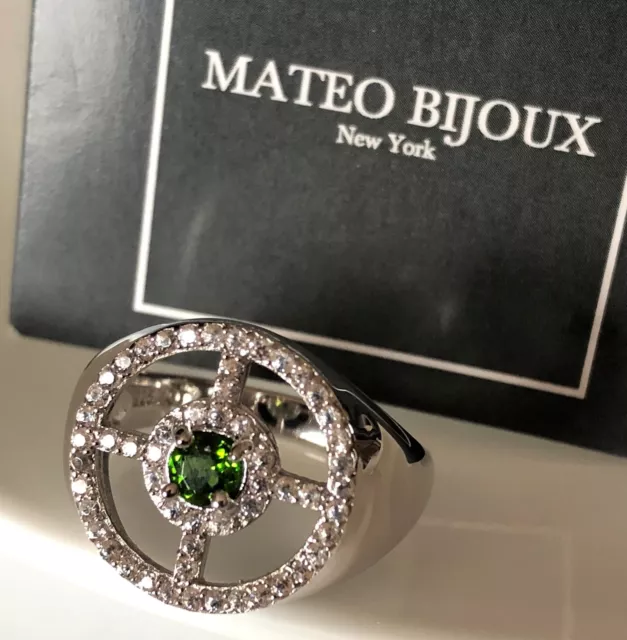 Mateo Bijoux .75 CT Chrome Diopside/White Zircon Sterling Silver Ring SZ 8 HSN