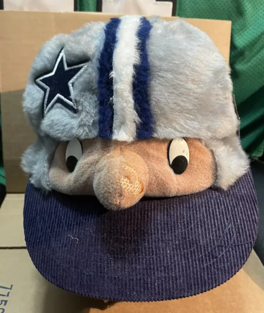 VINTAGE DALLAS COWBOYS Hat Snap Back Blue White Rare Man With Football ...
