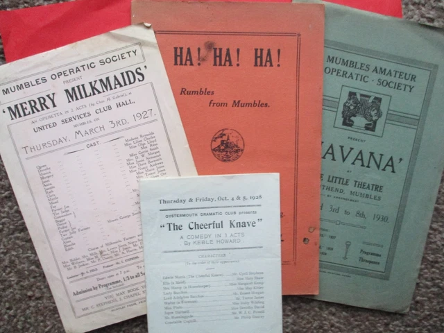 MUMBLES Operatic Society-4 programmes1920s/30s