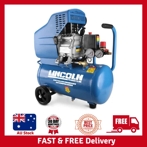 Lincoln Direct Drive Air Compressor 24L 2HP Direct Drive Inflator Pump Durable