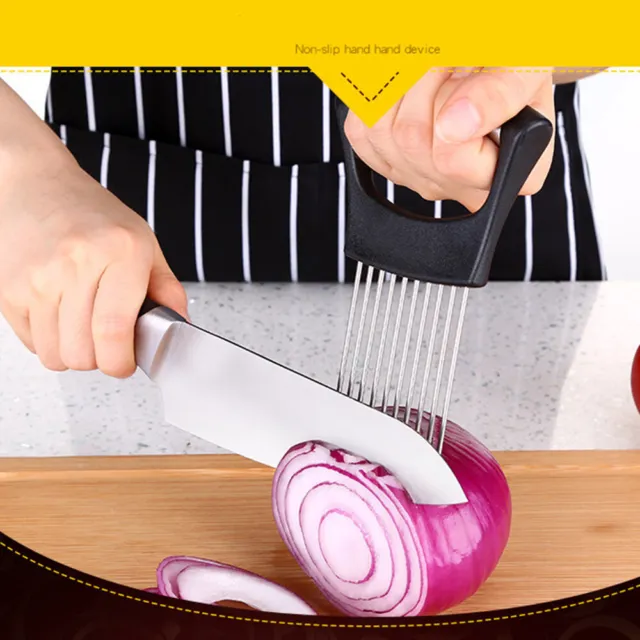 CUTTING MEAT NEEDLE Onion Slicer Vegetable Holder Cutter Food