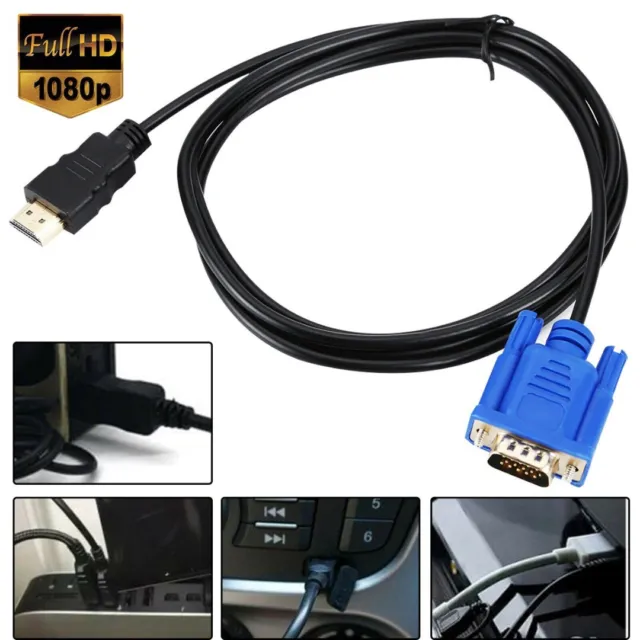 HDMI to VGA AV Video Adapter Converter Cable for Laptop PC Monitor A ~k