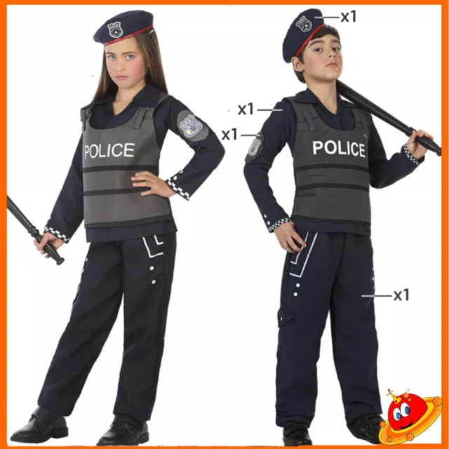 POLIZIOTTA COSTUME BAMBINA Carnevale Agente Polizia Bimba Costumi Uniforme  Party EUR 26,49 - PicClick IT
