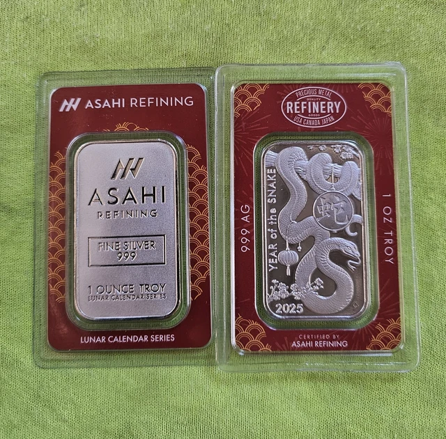2025 ASAHI REFINING 1 Oz Silver Bar Lunar Calender Series Year Of