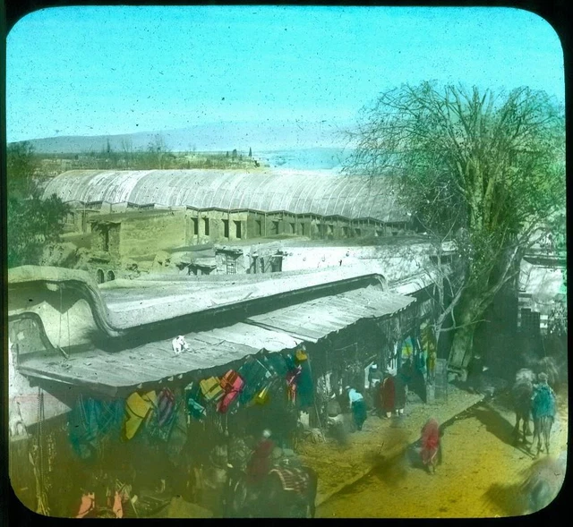 Historical Glass Slide 092, Holy Land, Bazaar in Damascus
