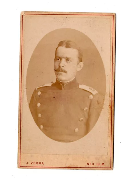CDV Portrait Mann Uniform Soldat Offizier WK 1 J. Verra Neu Ulm Vintage Foto