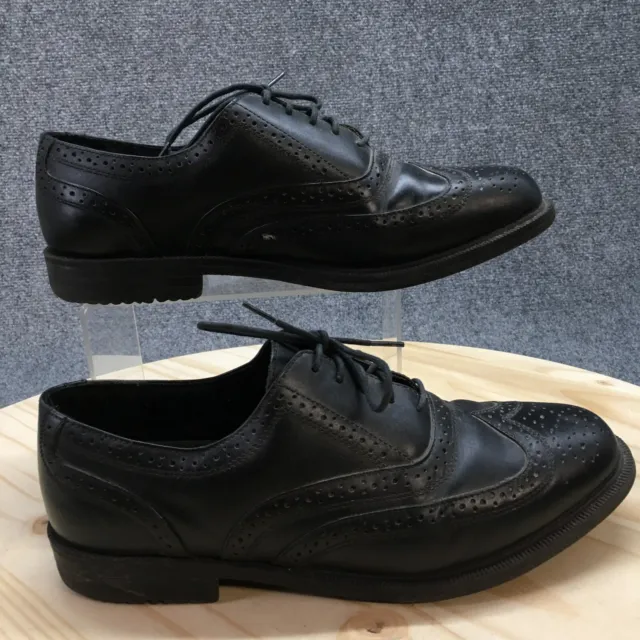 Deer Stags Dress Shoes Mens 9.5 W Banker Wingtip Oxford Black Leather Almond Toe