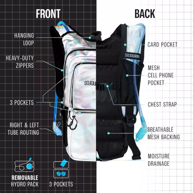 Hydration Backpack - Water Backpack with 2l Hydration Bladder, Festival Essentia 3