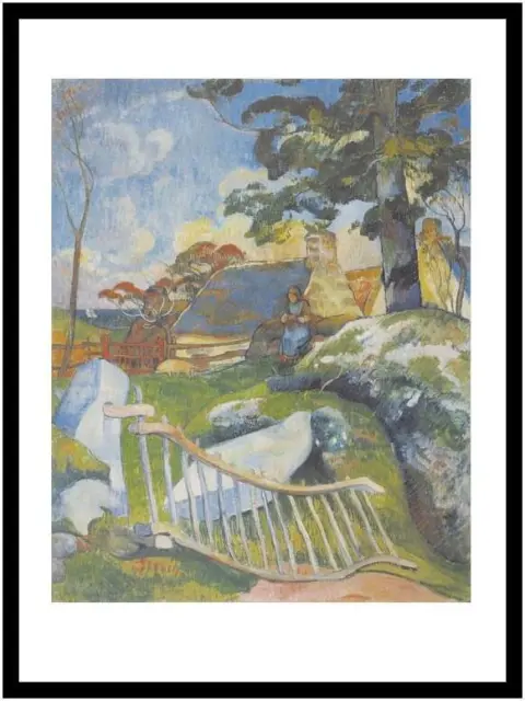 Paul Gauguin Poster Kunstdruck Bild im Alu Rahmen Das Gatter 80x60cm Neu