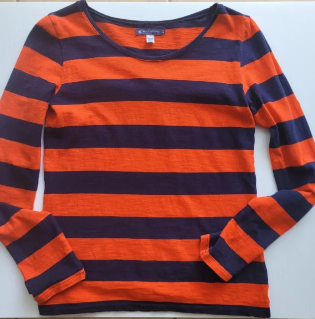 Petit Bateau Womens Slub Jersey Cotton Tee Shirt Long Sleeve Sz XS Orange... 2