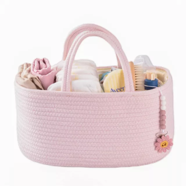 Baby Diaper Caddy Organizer for Girl Boy Rope Nursery Storage Bin Basket Port...