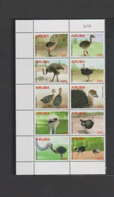 ARUBA 2015 Birds Ostriches Block set MNH per scan