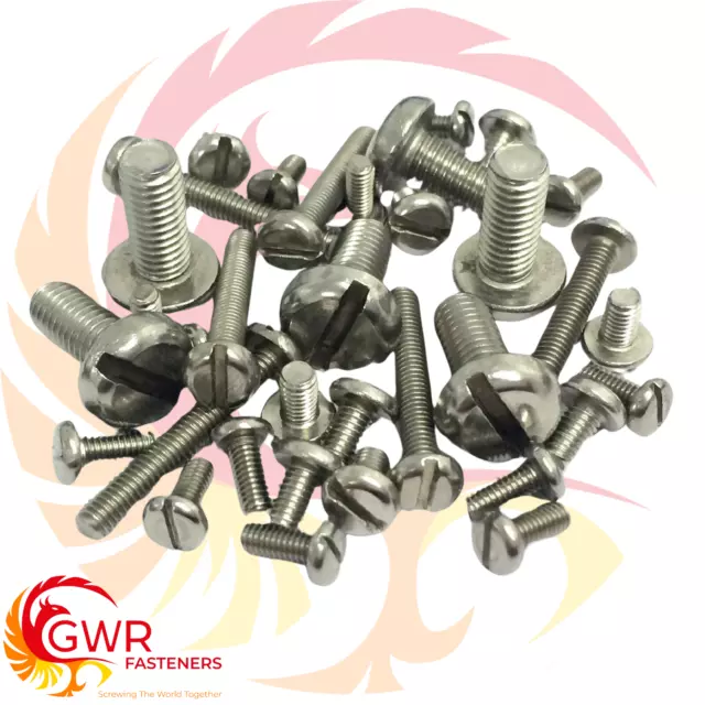 2mm 3mm 4mm A2 Stainless Steel Machine Screws - Slotted Pan Head Bolts DIN85 2