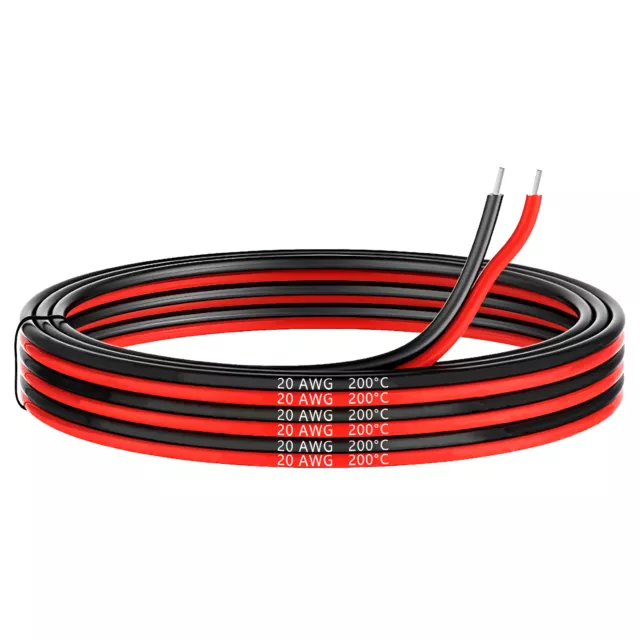 MMOBIEL Fil Électrique 20 AWG  2,5 m 8,2 ft 2 Conducteur Parallèle Rouge & Noir