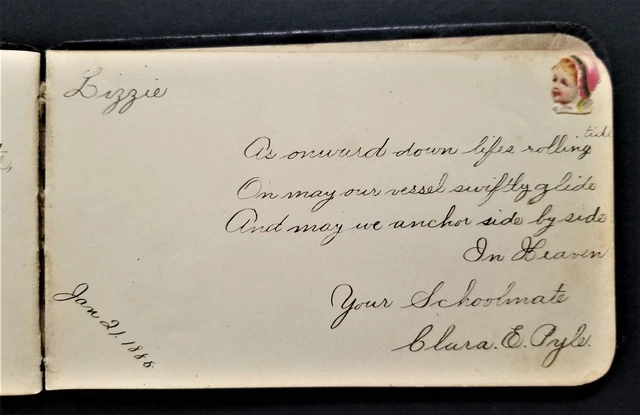 1885 antique AUTOGRAPH ALBUM green valley pa Lizzie GRAY unionville academy
