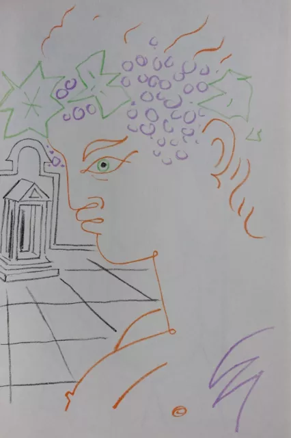 Jean COCTEAU : Le temple de Bacchus, LITHOGRAPHIE Originale, 1957, MOURLOT