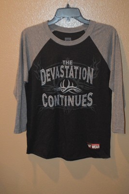 Wwe Authentic Wear Goldberg ¾ Baseball T Shirt The Devastation Continues Wcw Wwf