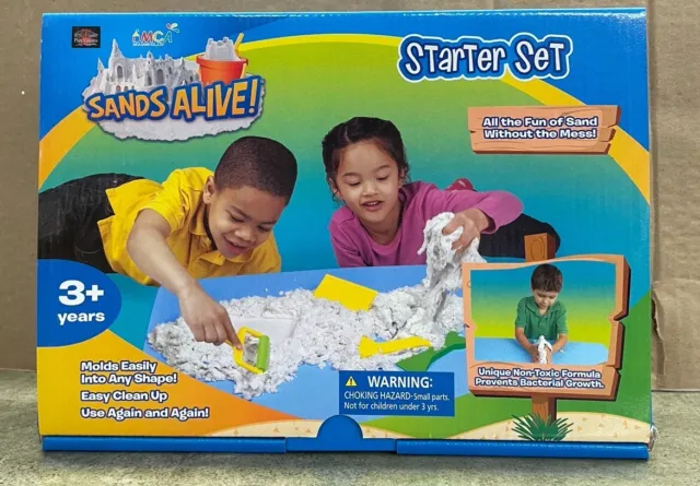 New -Sands Alive -Starter Set - 1.5 Lbs of Non Toxic Sand W/ 4 - Sand Tools