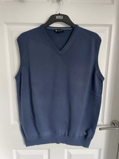 MENS Blue PALM GROVE Golf Sleeveless V Neck Pullover Jumper  - Size XL