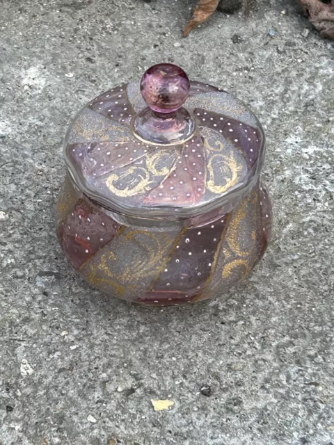 boîte à bijoux ancienne en verre Très Jolie Année 1920 Vintage Brut De Grenier