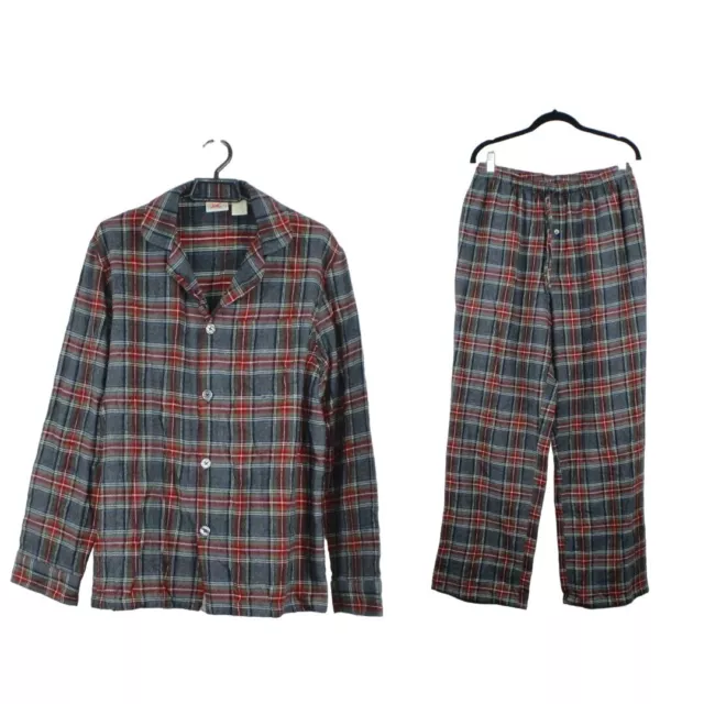 LL Bean Men's Stewart Scotch Plaid Flannel Cotton Warm Cozy Pajamas Set Size M