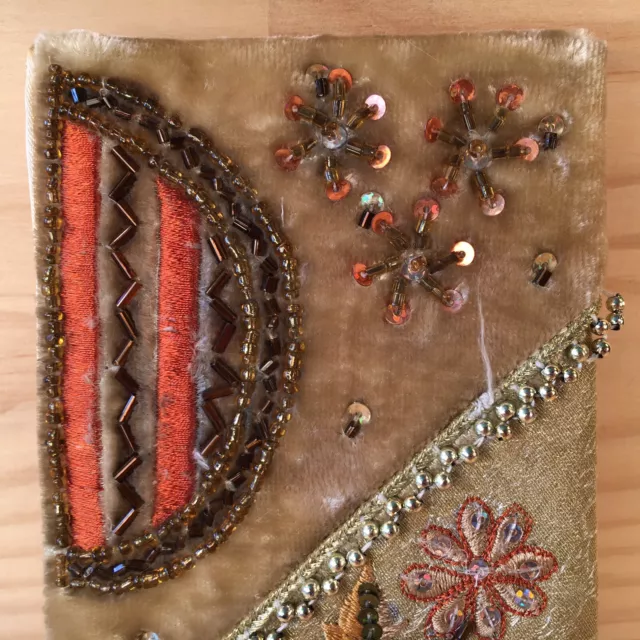 INDIAN EMBROIDERY "Beige" Gorgeous Handmade Address Book Contact Info Pad 2