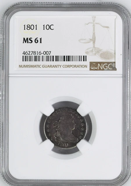 1801 Draped Bust 10C Ngc Ms 61
