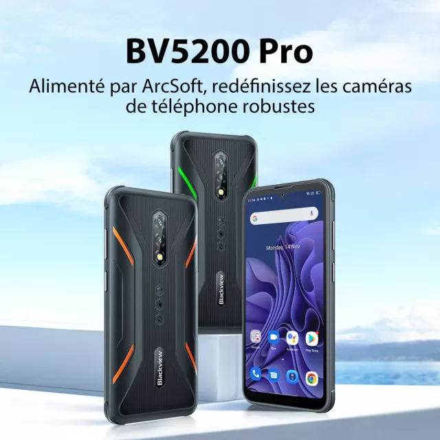 Blackview BV5200 Pro 4G Robuste Téléphone Portable 7+64Go 5180mAh Android 12 NFC 3