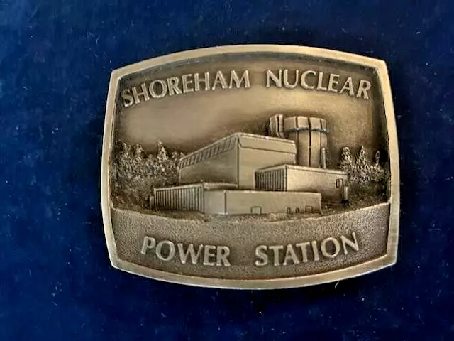 Vtg Shoreham (L.I., NY) Nuclear Power Station Pewter Belt Buckle - 1981