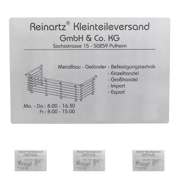 Firmenschild Schild Schilder Gravur Edelstahl VA Namensschild Firmenschilder