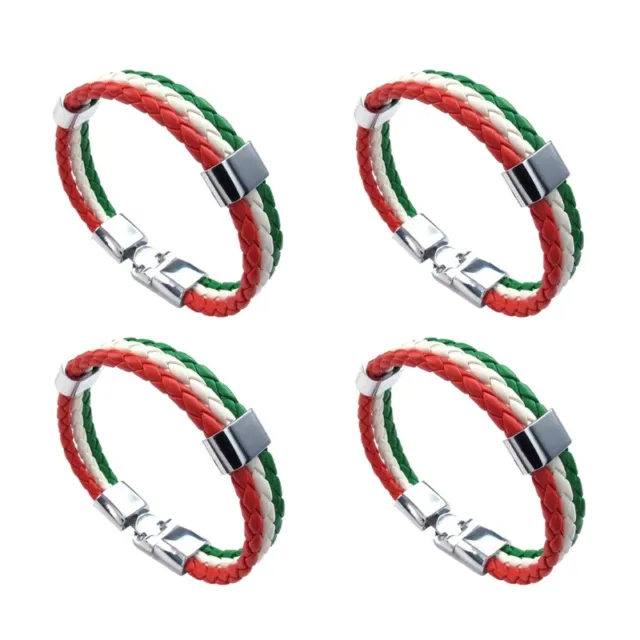 4X Jewelry Bracelet, Italian Flag Bangle, Leather Alloy, for Men's Women, G I1B8