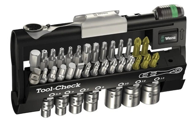 Wera Tools 05073220001 Tool Check 1 SB Ratchet & Bit Holder & Bits 1/4 Drive