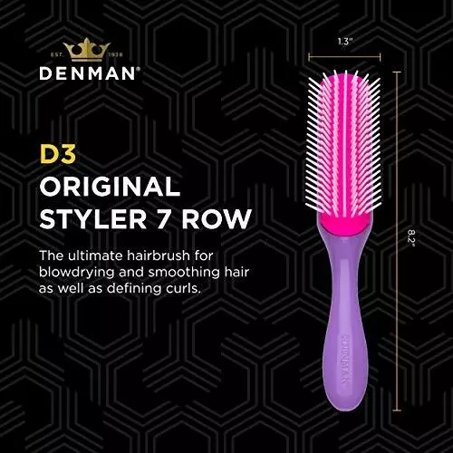 Brosse à Cheveux Styling Denman D3 7 Rangs avec Coussin Flexible Manche Léger 2