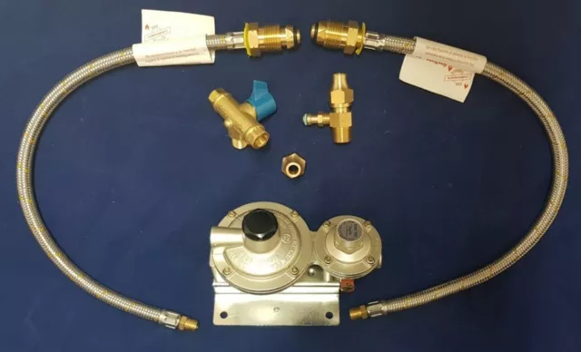 Gas Regulator Kit GCA 250mj Twin Pigtails 6080 3/8" Caravan CAMPER JAYCO PARTS