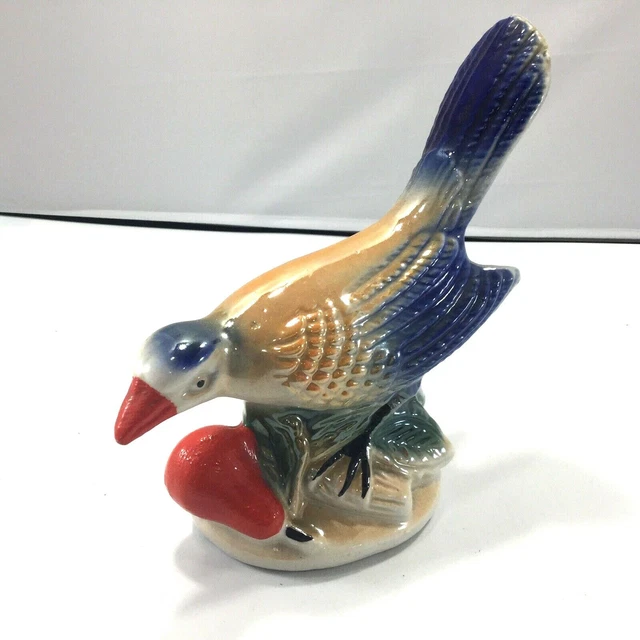Vintage Lusterware Bird Avifauna with Fruit Made in Brazil Ceramic Figurine