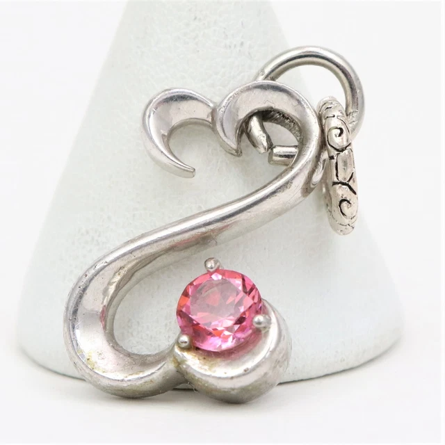STERLING SILVER AV Alwand Vahan Blue Topaz Open Heart Pendant