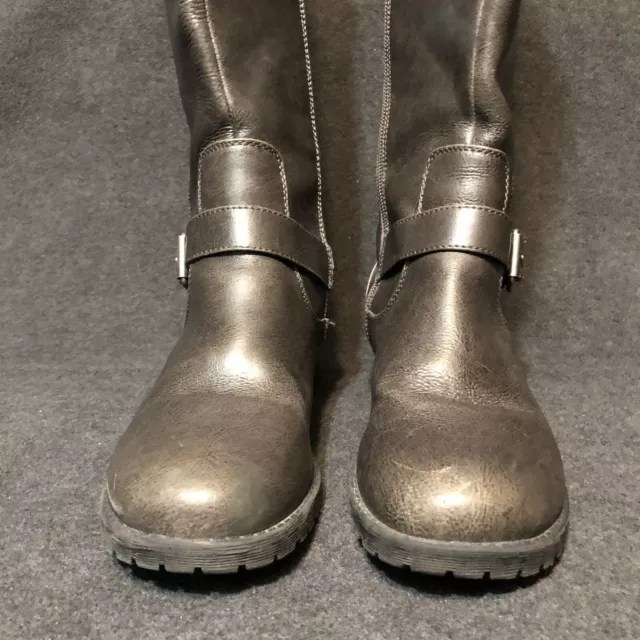 Skechers Navajos Gray Leather Knee High Tall Boots 48100 Zip Buckle Womens 8.5 3