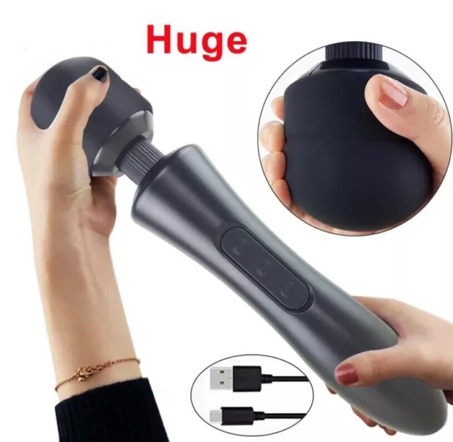 Rechargeable-Large-Vibrator-Sex-Dildo-G-Spot-Massager-Black-Toys-for-Women-Adult 2