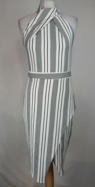 River Island Womens Halter Neck Dress, Size 10, White Stripe, BNWT, RRP £60  AO3