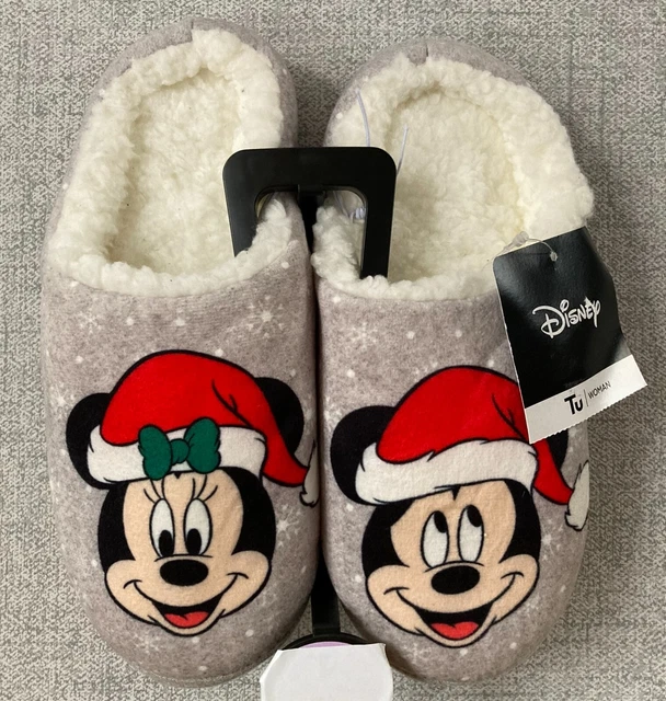 DISNEY MICKEY MOUSE Minnie Mouse Christmas Slippers Ladies Small