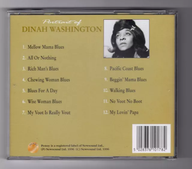 Dinah Washington -Cd- Portrait Of - Mellow Mama Blues - All Or Nothing… Uk 1996 2